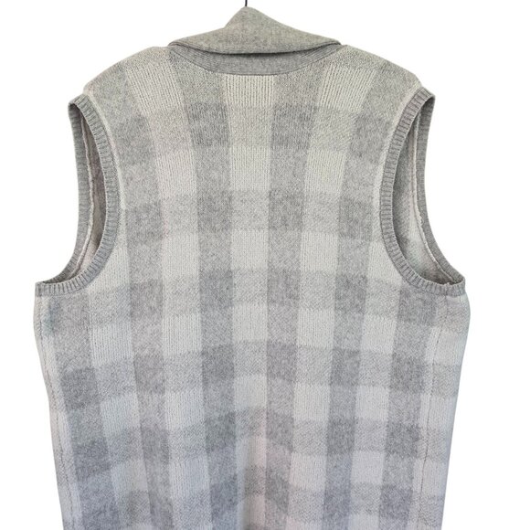 Lane Bryant Womens Plaid Duster Sweater Vest Open Front Gray & White 18/20 - Picture 9 of 14